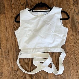 Chicwish Elegant White Tie-Back Crop Top
